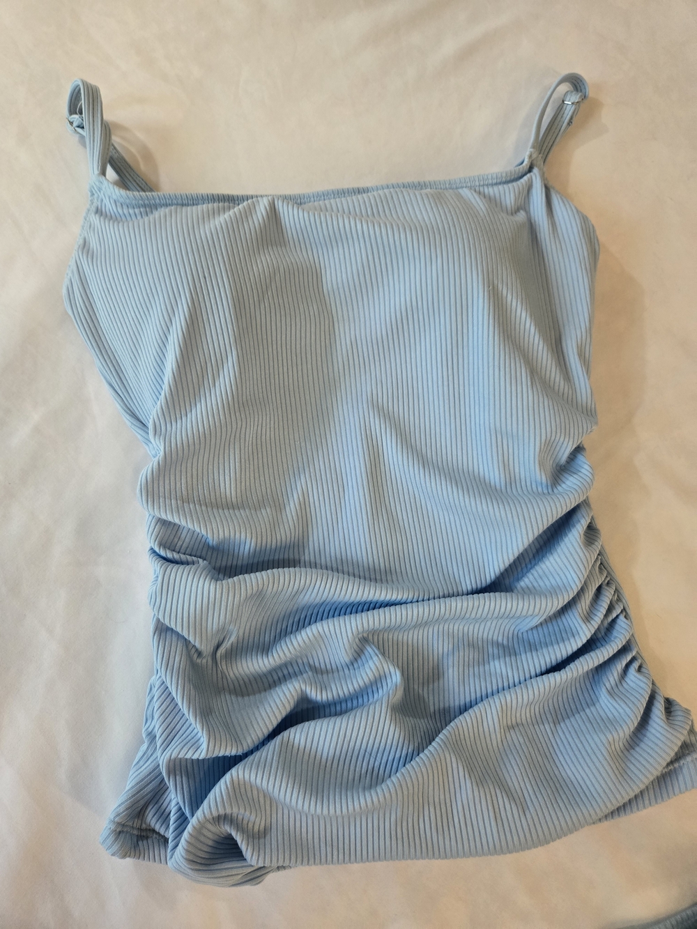Light Blue Ribbed Two-Piece Tankini Set M - Picture 2 of 6